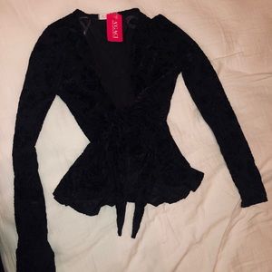 Black velvet crop top NWT